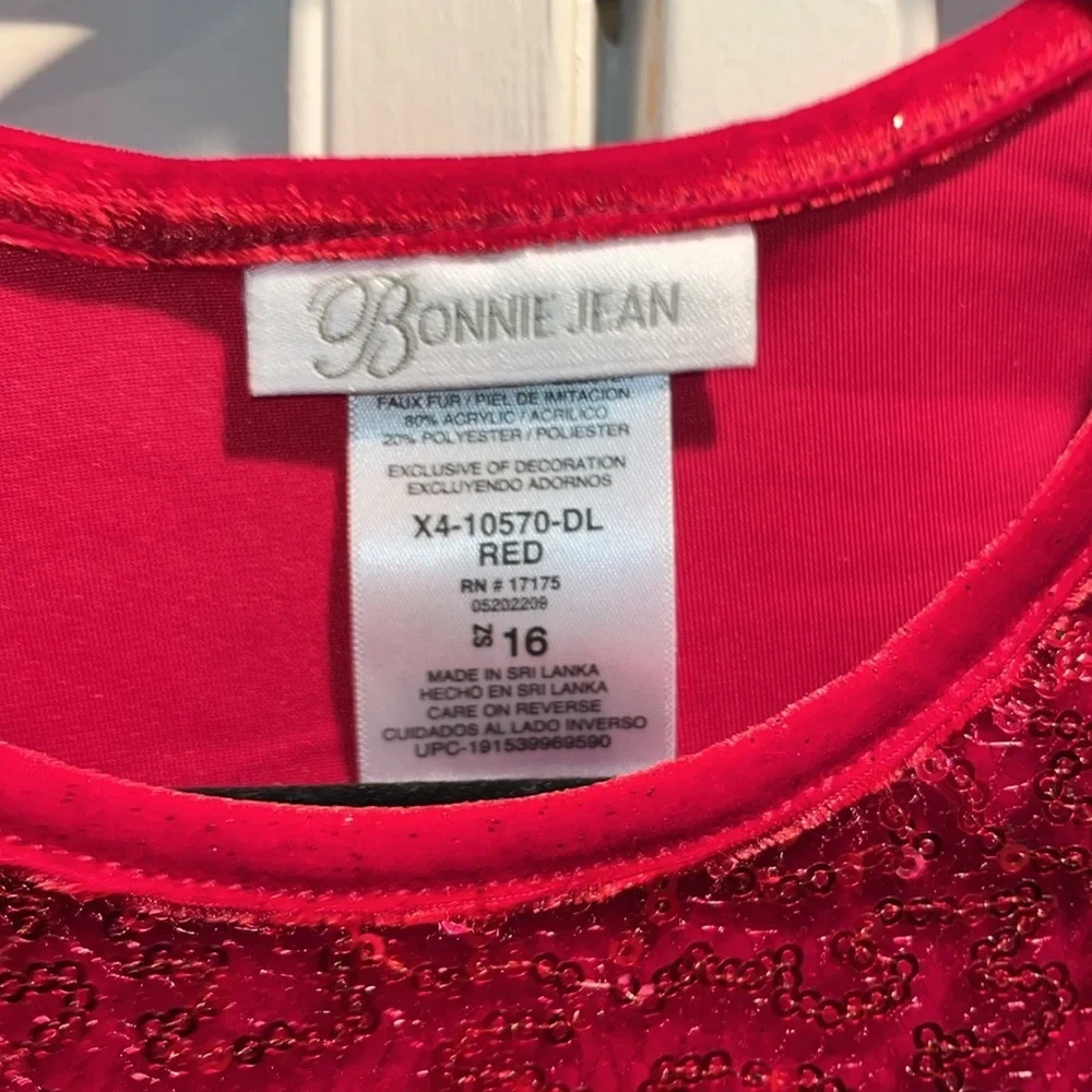 NWT Bonnie Jean red velvet Christmas Santa‎ dress girls 16